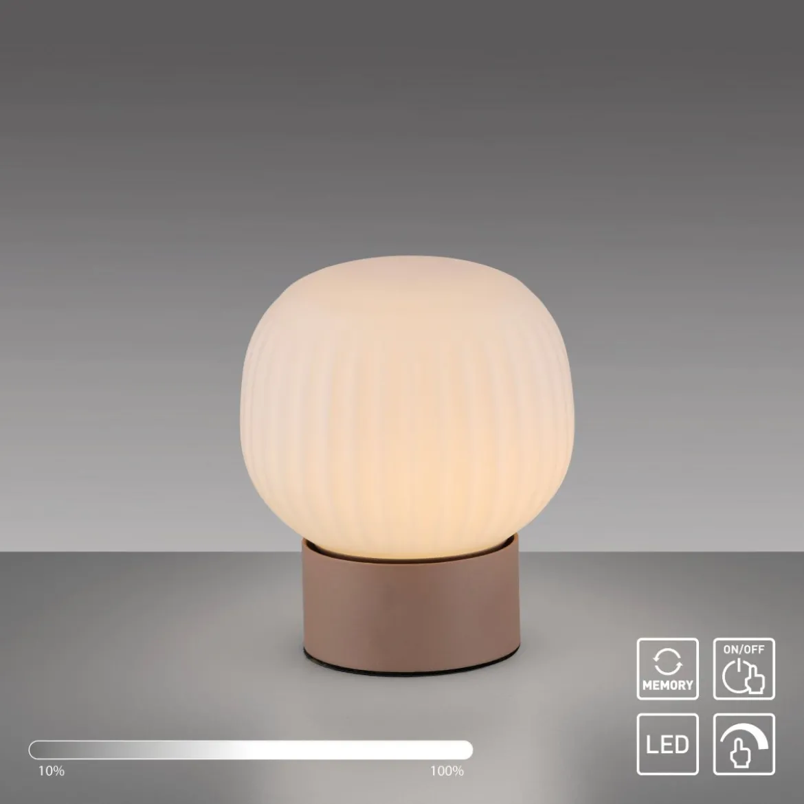 JUST LIGHT 15175-39 NAMI Tischleuchte sand geriffeltes Opalglas