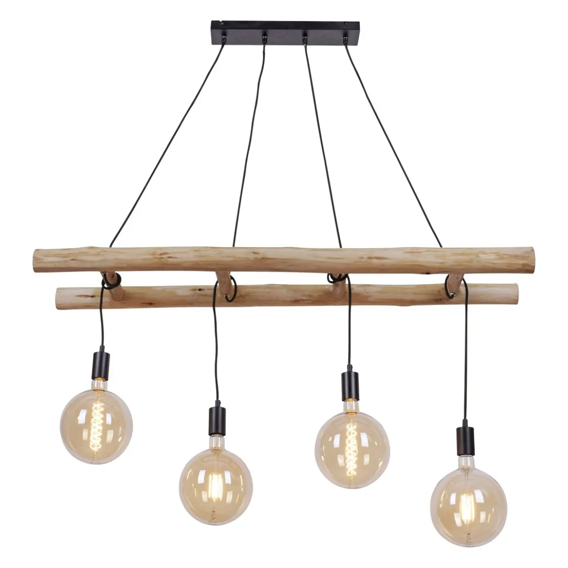 JUST LIGHT 15025-18 Pendelleuchte EDGAR 4-flammig schwarz Holz