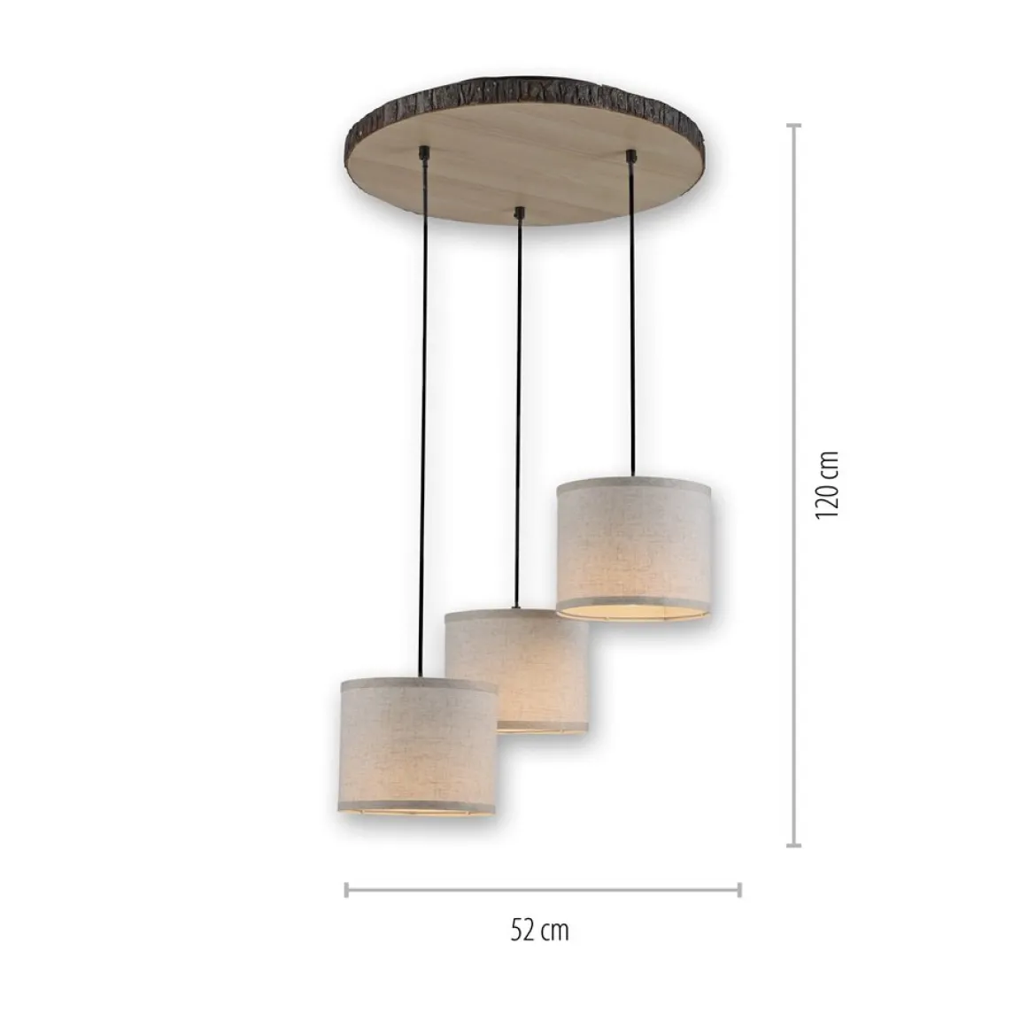 JUST LIGHT 11236-79 Pendelleuchte rund 3-flammig Holzdekor Stoffschirme E27