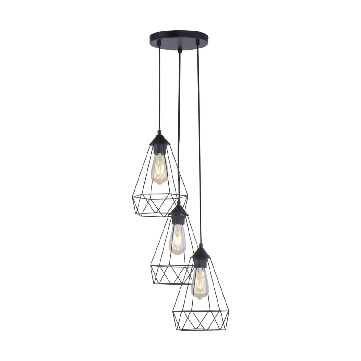JUST LIGHT Pendelleuchte 15890-18 SKELETTON 3-flammig schwarz