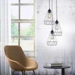 JUST LIGHT Pendelleuchte 15890-18 SKELETTON 3-flammig schwarz