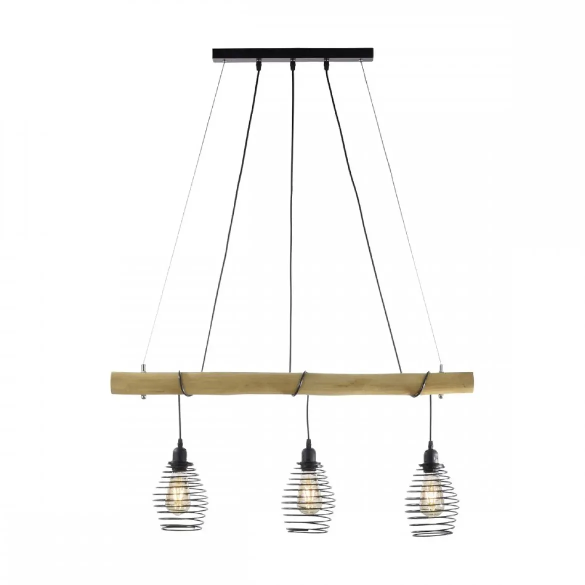 JUST LIGHT 15526-79 Pendelleuchte SPRING Holz-natur 3-flammig