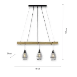 JUST LIGHT 15526-79 Pendelleuchte SPRING Holz-natur 3-flammig