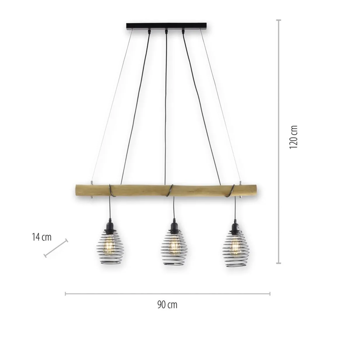 JUST LIGHT 15526-79 Pendelleuchte SPRING Holz-natur 3-flammig