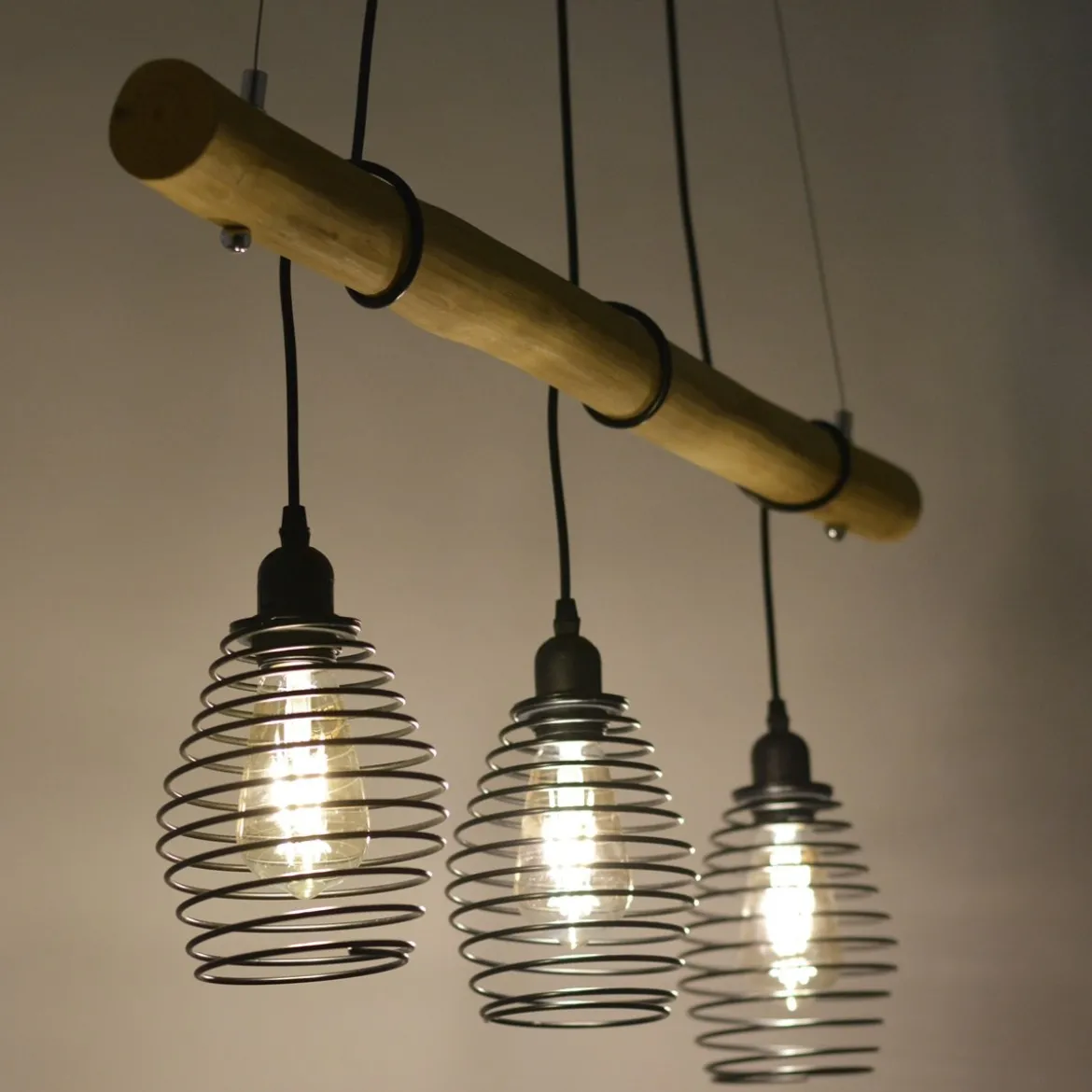 JUST LIGHT 15526-79 Pendelleuchte SPRING Holz-natur 3-flammig