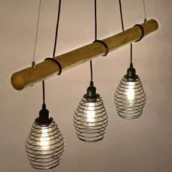 JUST LIGHT 15526-79 Pendelleuchte SPRING Holz-natur 3-flammig