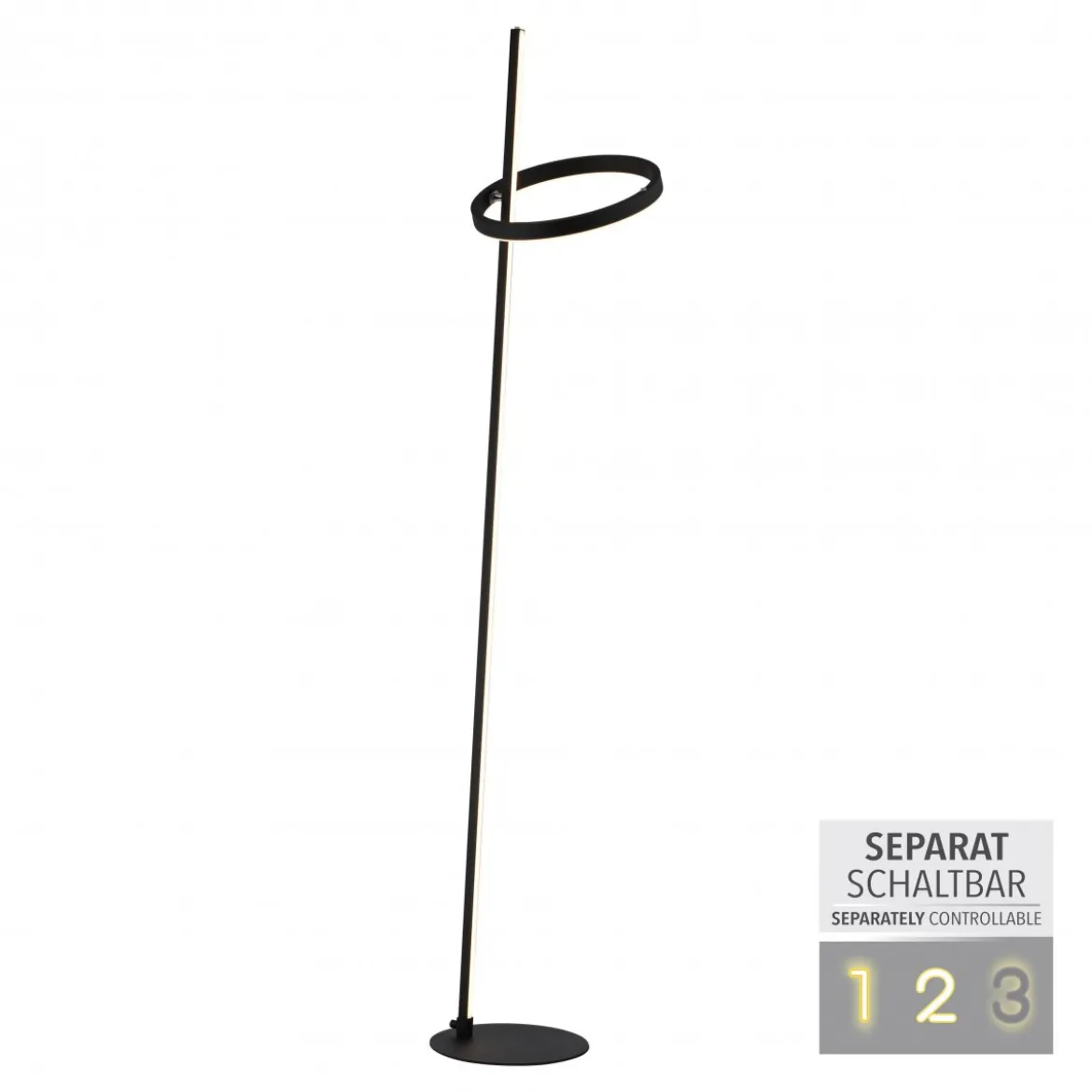 JUST LIGHT 15397-18 RITUS Stehleuchte schwarz per Touchdimmer