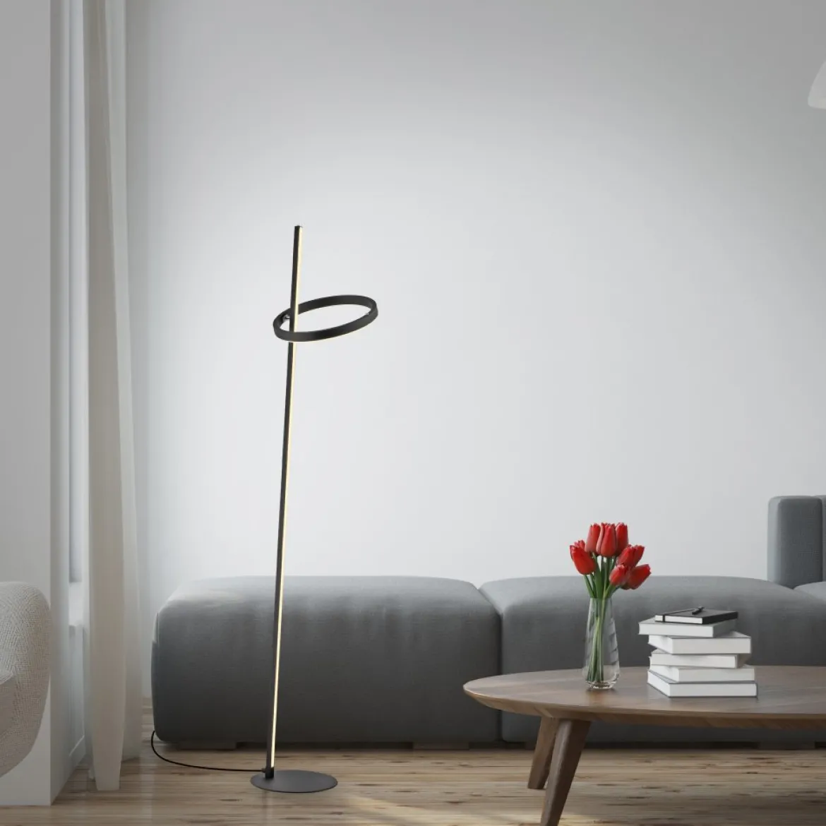 JUST LIGHT 15397-18 RITUS Stehleuchte schwarz per Touchdimmer
