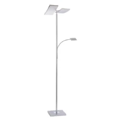 JUST LIGHT 11725-55 RUBEN LED Stehleuchte mit Lesearm 3000K dimmbar stahlfarben