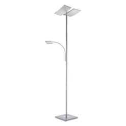 JUST LIGHT 11725-55 RUBEN LED Stehleuchte mit Lesearm 3000K dimmbar stahlfarben