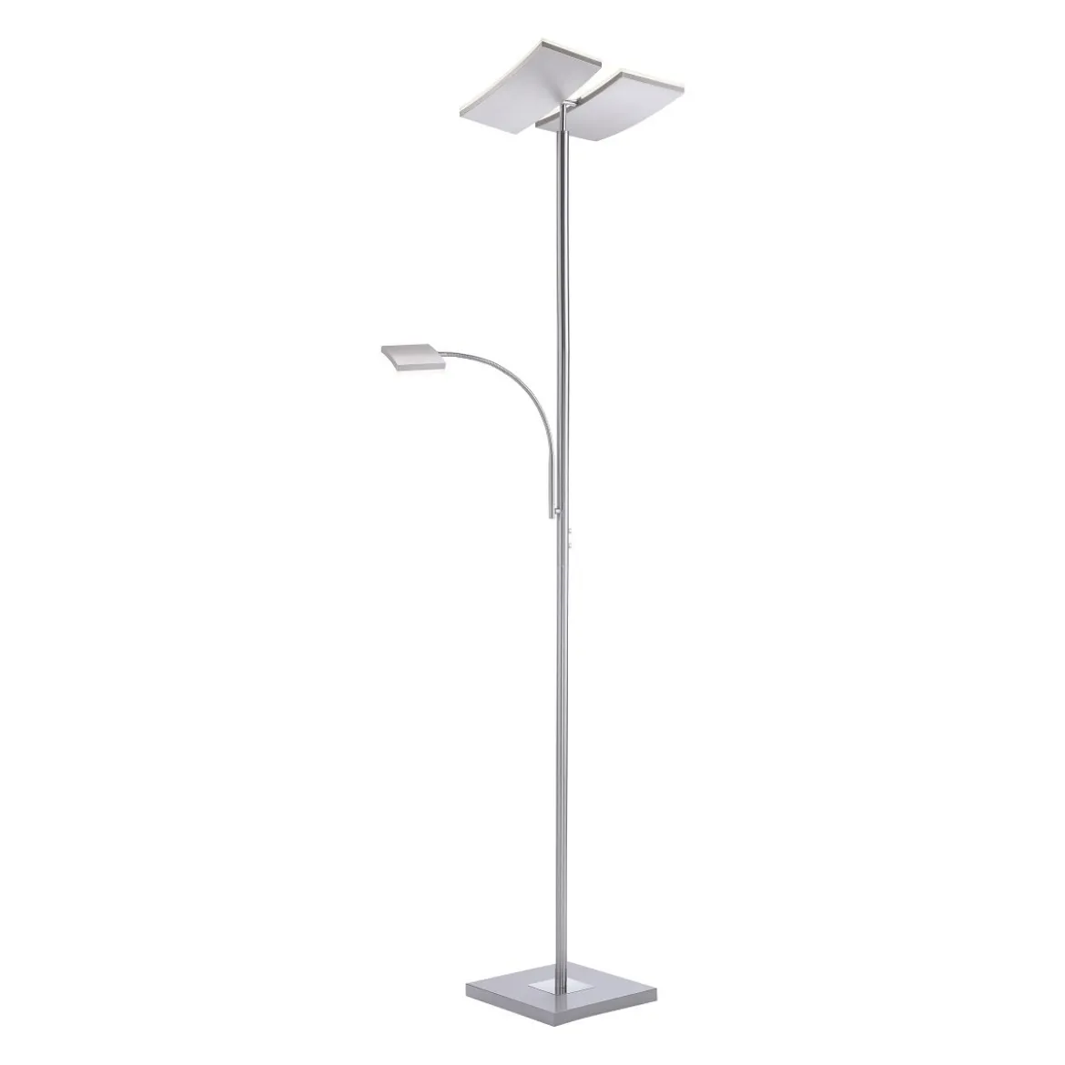 JUST LIGHT 11725-55 RUBEN LED Stehleuchte mit Lesearm 3000K dimmbar stahlfarben