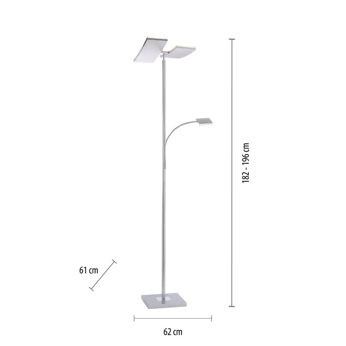 JUST LIGHT 11725-55 RUBEN LED Stehleuchte mit Lesearm 3000K dimmbar stahlfarben