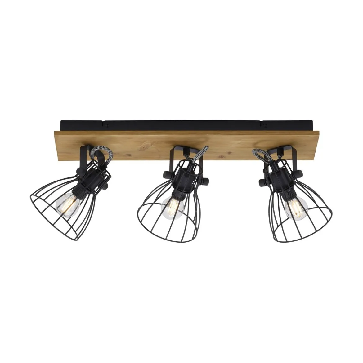JUST LIGHT 15119-18 TARO Deckenleuchte 3-flammig schwarz Naturholz