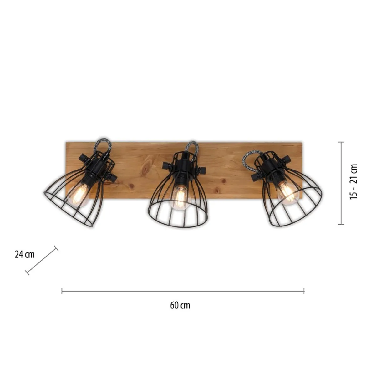JUST LIGHT 15119-18 TARO Deckenleuchte 3-flammig schwarz Naturholz