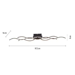 JUST LIGHT 15166-18 WAVE LED Deckenleuchte schwarz Wellenform 3000K 98cm