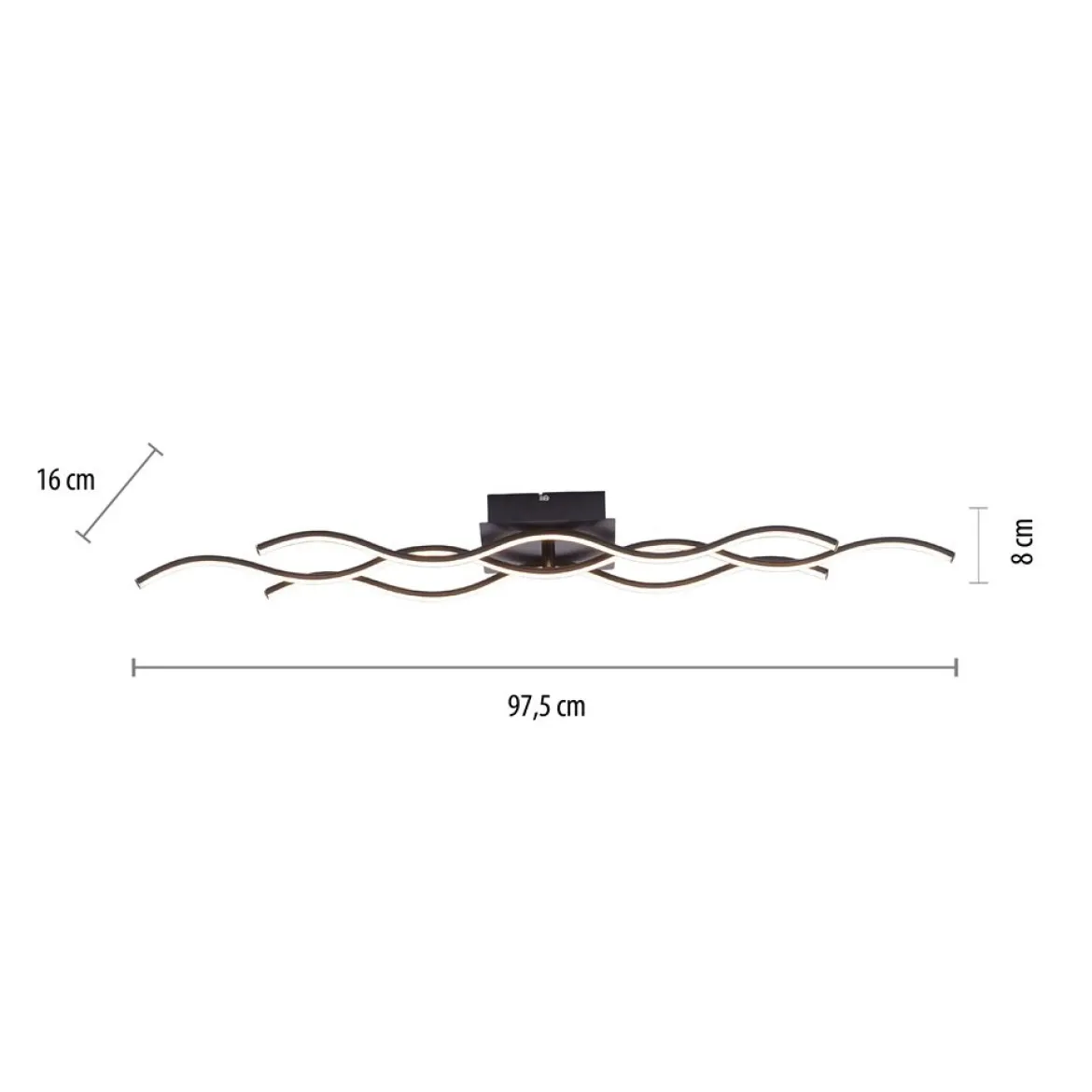 JUST LIGHT 15166-18 WAVE LED Deckenleuchte schwarz Wellenform 3000K 98cm