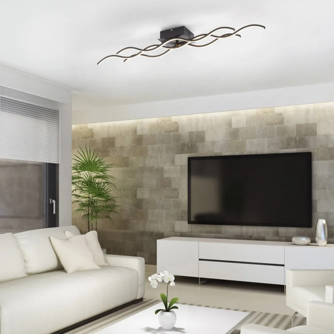 JUST LIGHT 15166-18 WAVE LED Deckenleuchte schwarz Wellenform 3000K 98cm