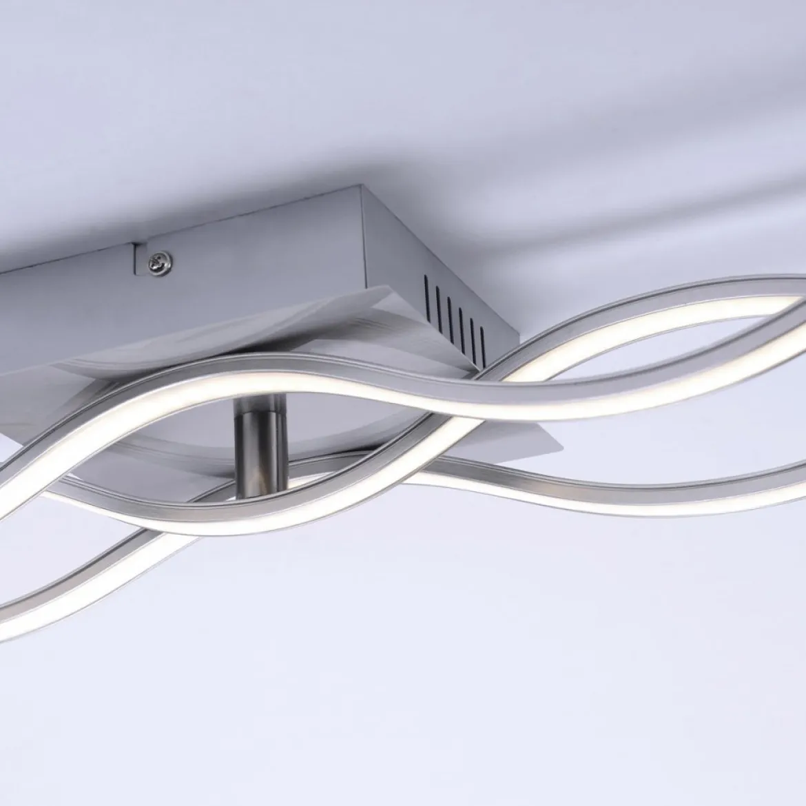 JUST LIGHT 15166-55 WAVE LED Deckenleuchte stahlfarben Wellenform 3000K 98cm