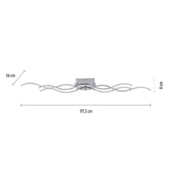 JUST LIGHT 15166-55 WAVE LED Deckenleuchte stahlfarben Wellenform 3000K 98cm