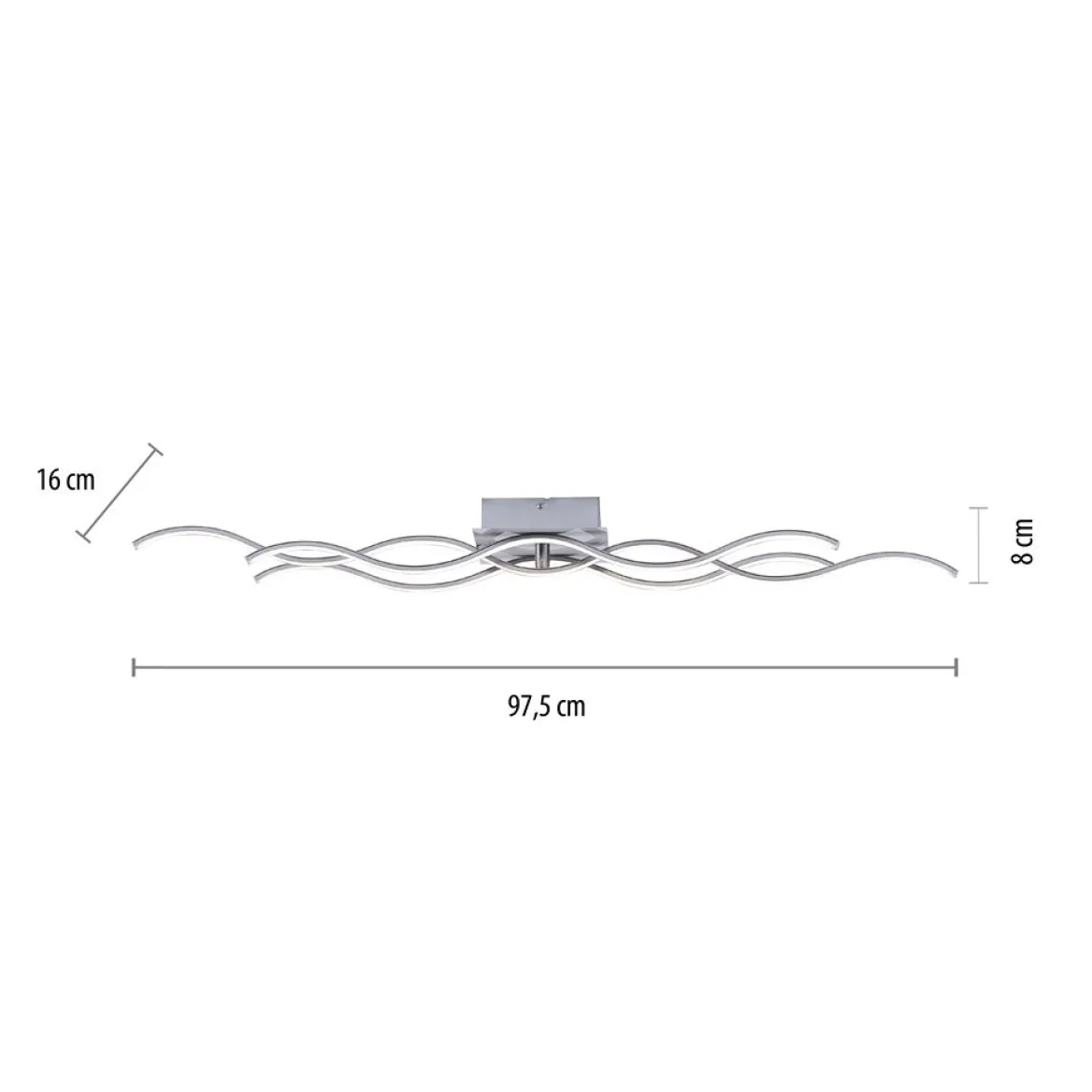 JUST LIGHT 15166-55 WAVE LED Deckenleuchte stahlfarben Wellenform 3000K 98cm