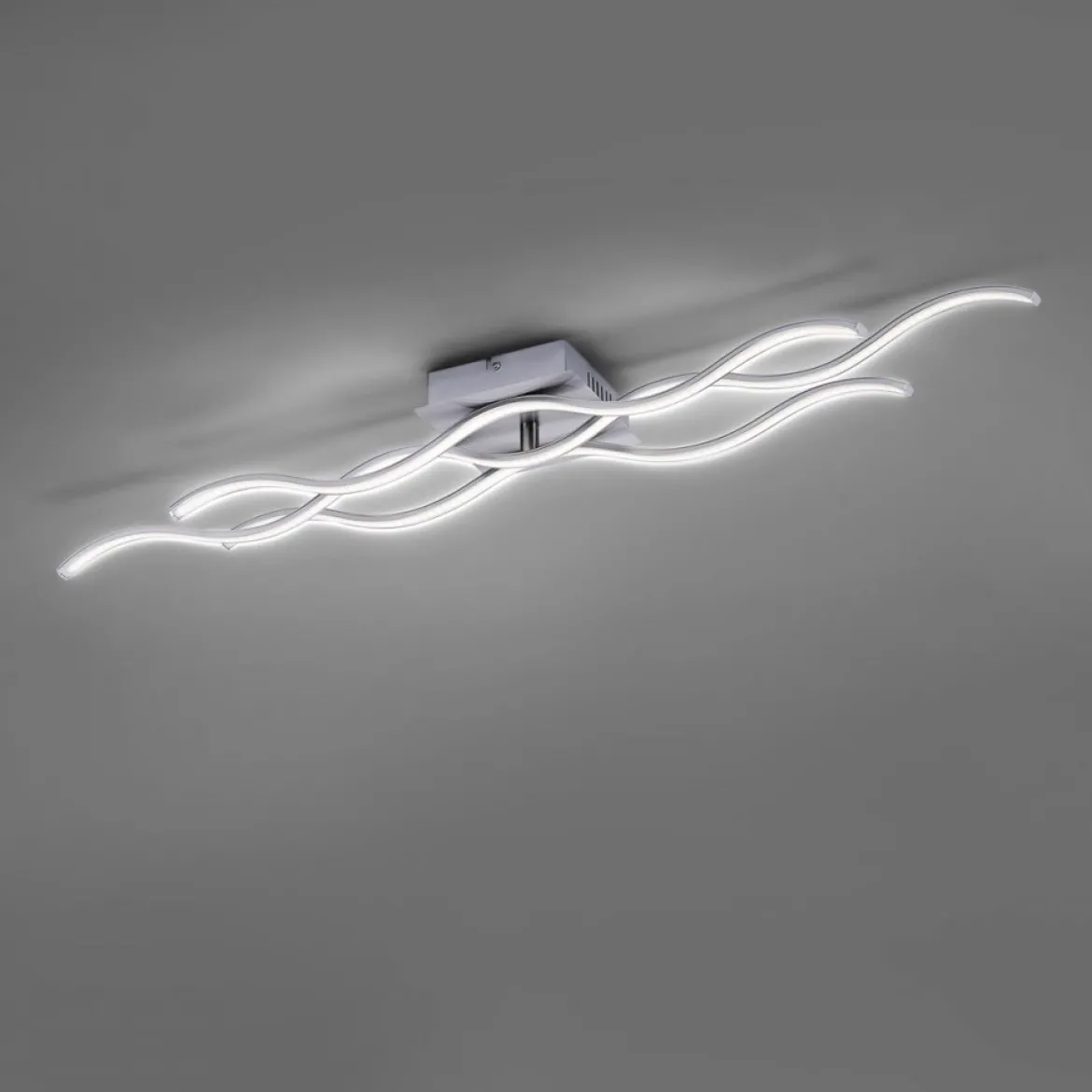 JUST LIGHT 15166-55 WAVE LED Deckenleuchte stahlfarben Wellenform 3000K 98cm