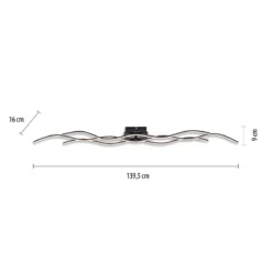 JUST LIGHT 15167-18 WAVE LED Deckenleuchte schwarz Wellenform 3000K 140cm