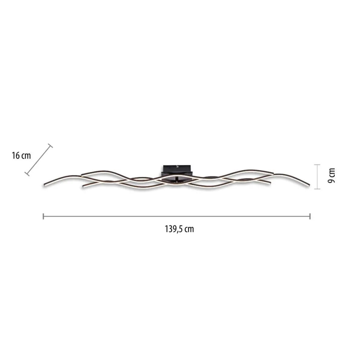 JUST LIGHT 15167-18 WAVE LED Deckenleuchte schwarz Wellenform 3000K 140cm