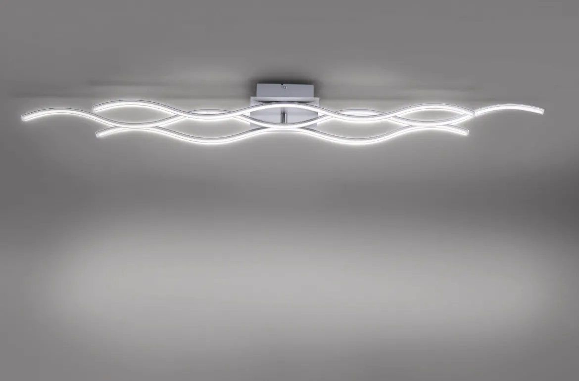 JUST LIGHT 15167-55 WAVE LED Deckenleuchte stahlfarben Wellenform 3000K 140cm