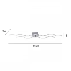 JUST LIGHT 15167-55 WAVE LED Deckenleuchte stahlfarben Wellenform 3000K 140cm
