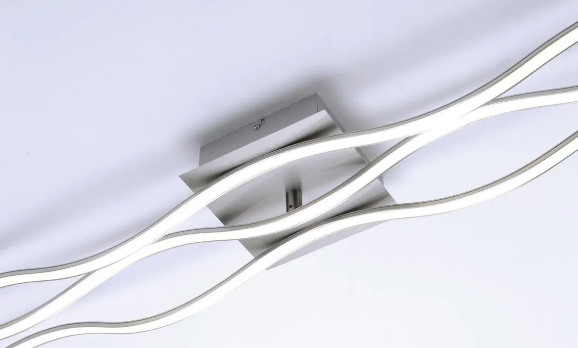 JUST LIGHT 15167-55 WAVE LED Deckenleuchte stahlfarben Wellenform 3000K 140cm