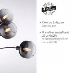 JUST LIGHT 15422-18 ZEA Stehleuchte 3-flammig schwarz rauchglas