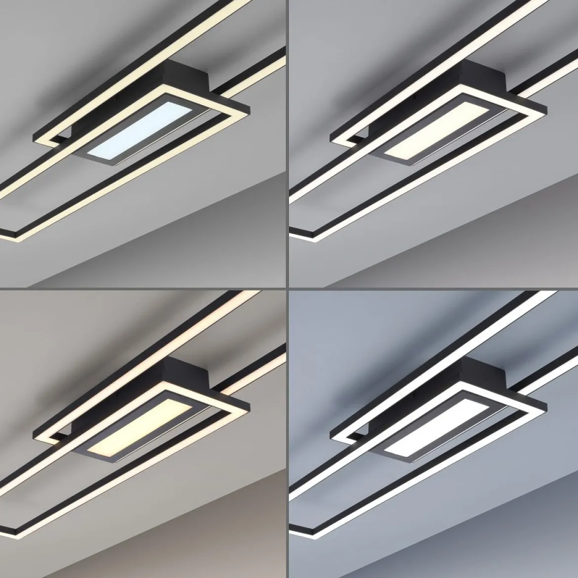 Leuchten Direkt 14696-18 ASMIN LED Deckenleuchte flach schwarz 95x18cm