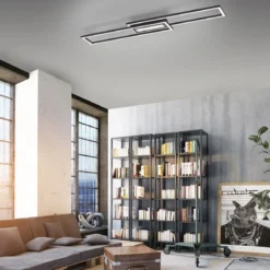 Leuchten Direkt 14696-18 ASMIN LED Deckenleuchte flach schwarz 95x18cm