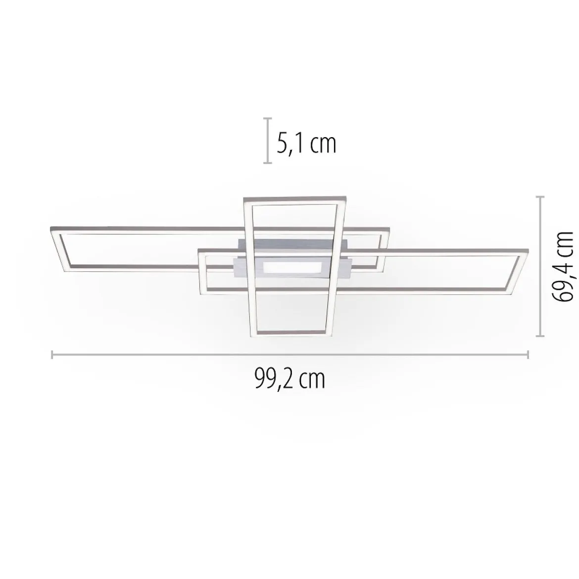 Leuchten Direkt 14693-55 ASMIN LED Deckenleuchte rechteckig silberfarben