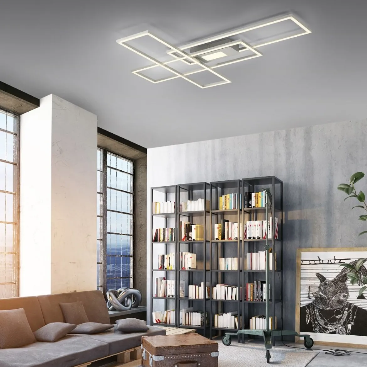 Leuchten Direkt 14693-55 ASMIN LED Deckenleuchte rechteckig silberfarben