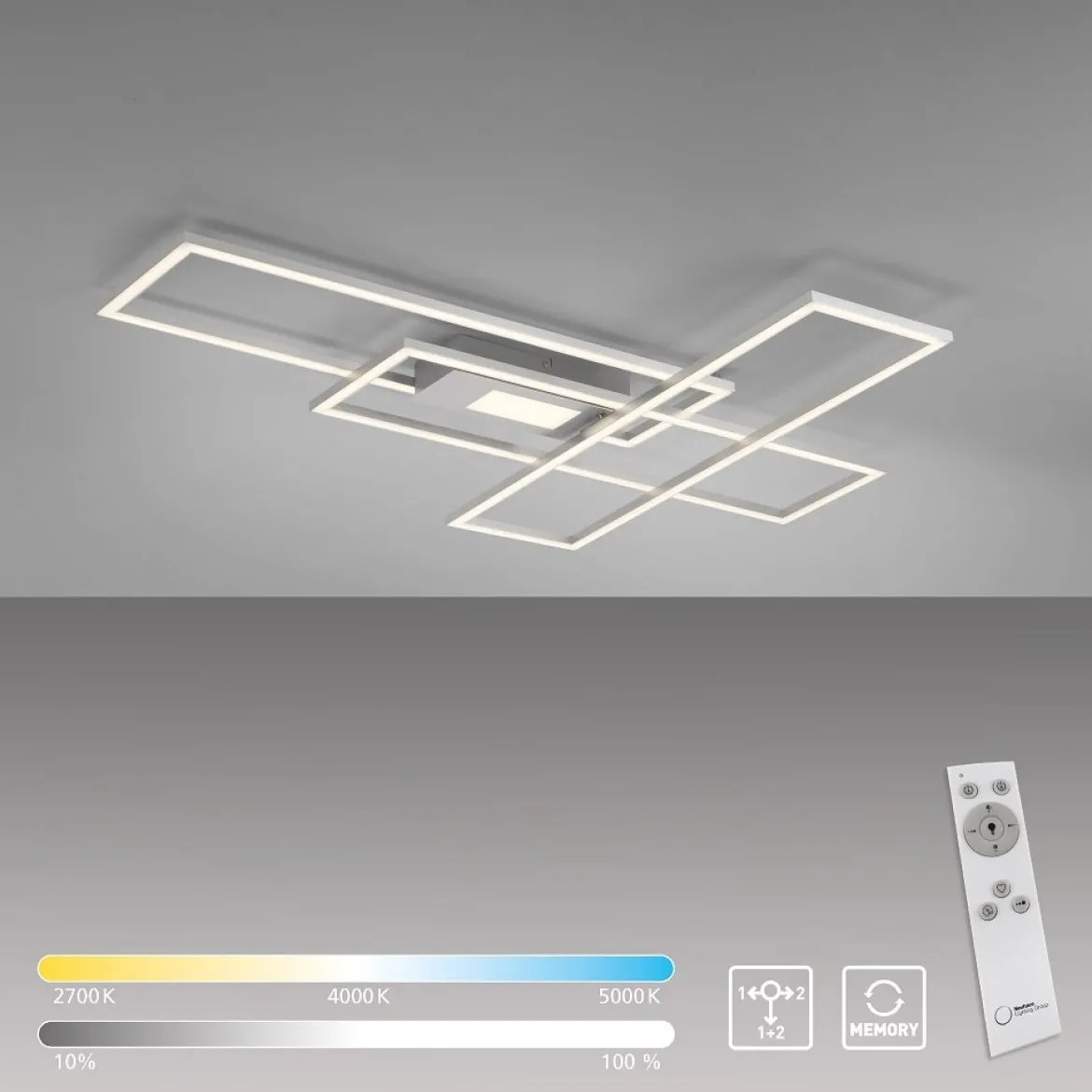 Leuchten Direkt 14693-55 ASMIN LED Deckenleuchte rechteckig silberfarben