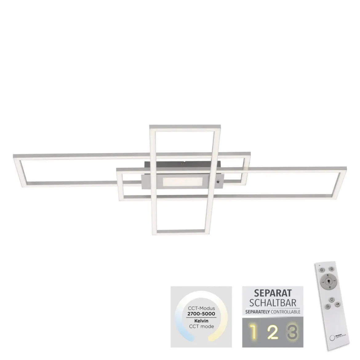 Leuchten Direkt 14693-55 ASMIN LED Deckenleuchte rechteckig silberfarben