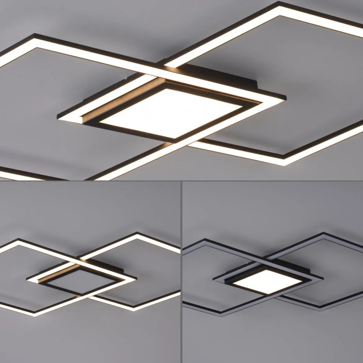 Leuchten Direkt 14695-18 ASMIN LED Deckenleuchte flach schwarz 106x37cm
