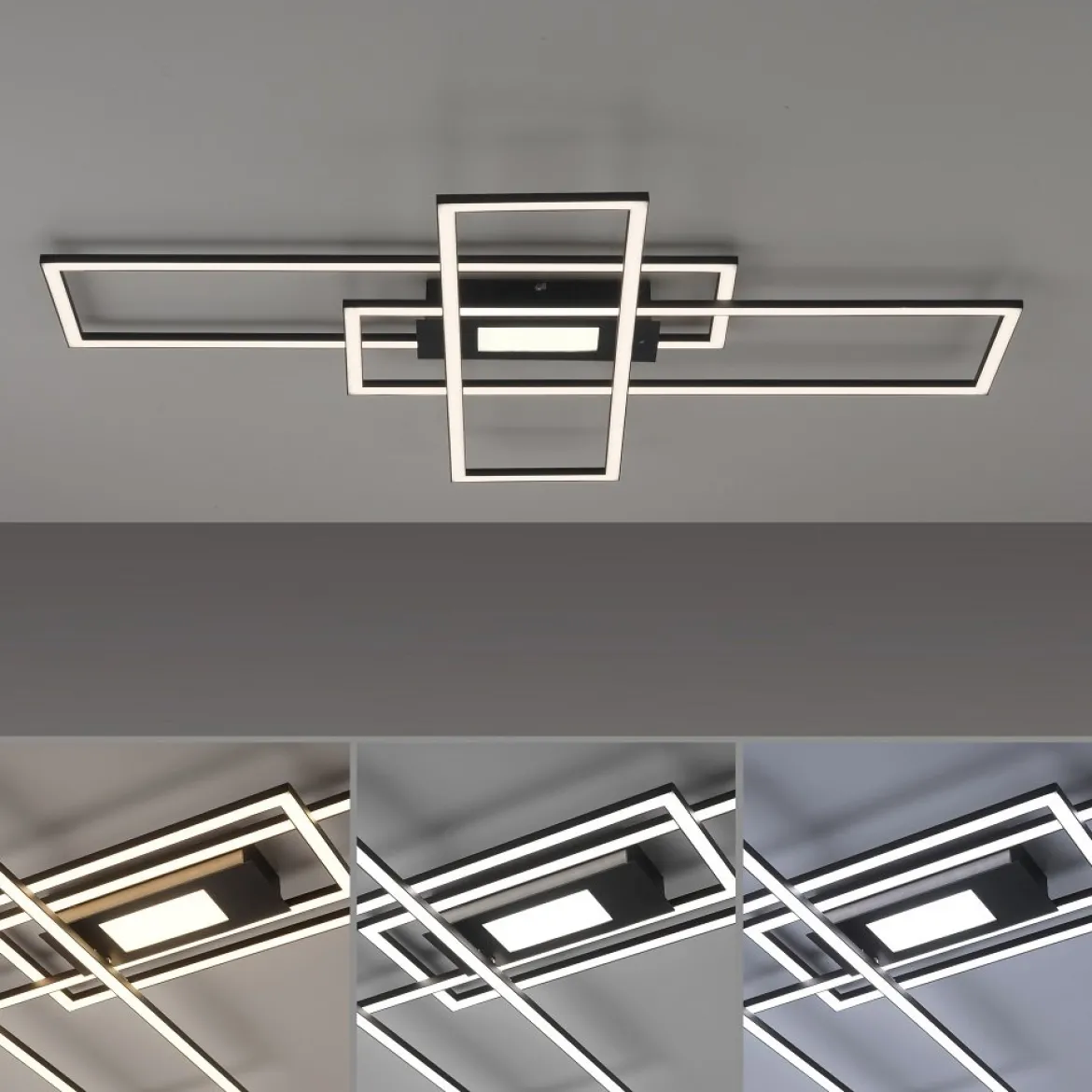 Leuchten Direkt 14693-18 ASMIN LED Deckenleuchte rechteckig schwarz