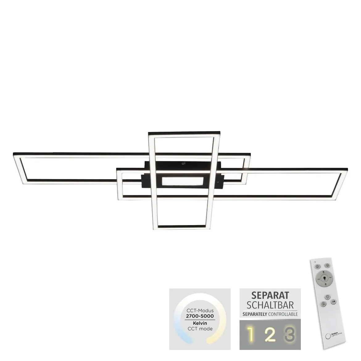 Leuchten Direkt 14693-18 ASMIN LED Deckenleuchte rechteckig schwarz