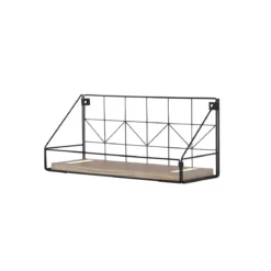 Leuchten Direkt 15277-18 BOARD Wandleuchte Schwarz Boden aus Holz 45cm