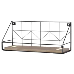 Leuchten Direkt 15277-18 BOARD Wandleuchte Schwarz Boden aus Holz 45cm