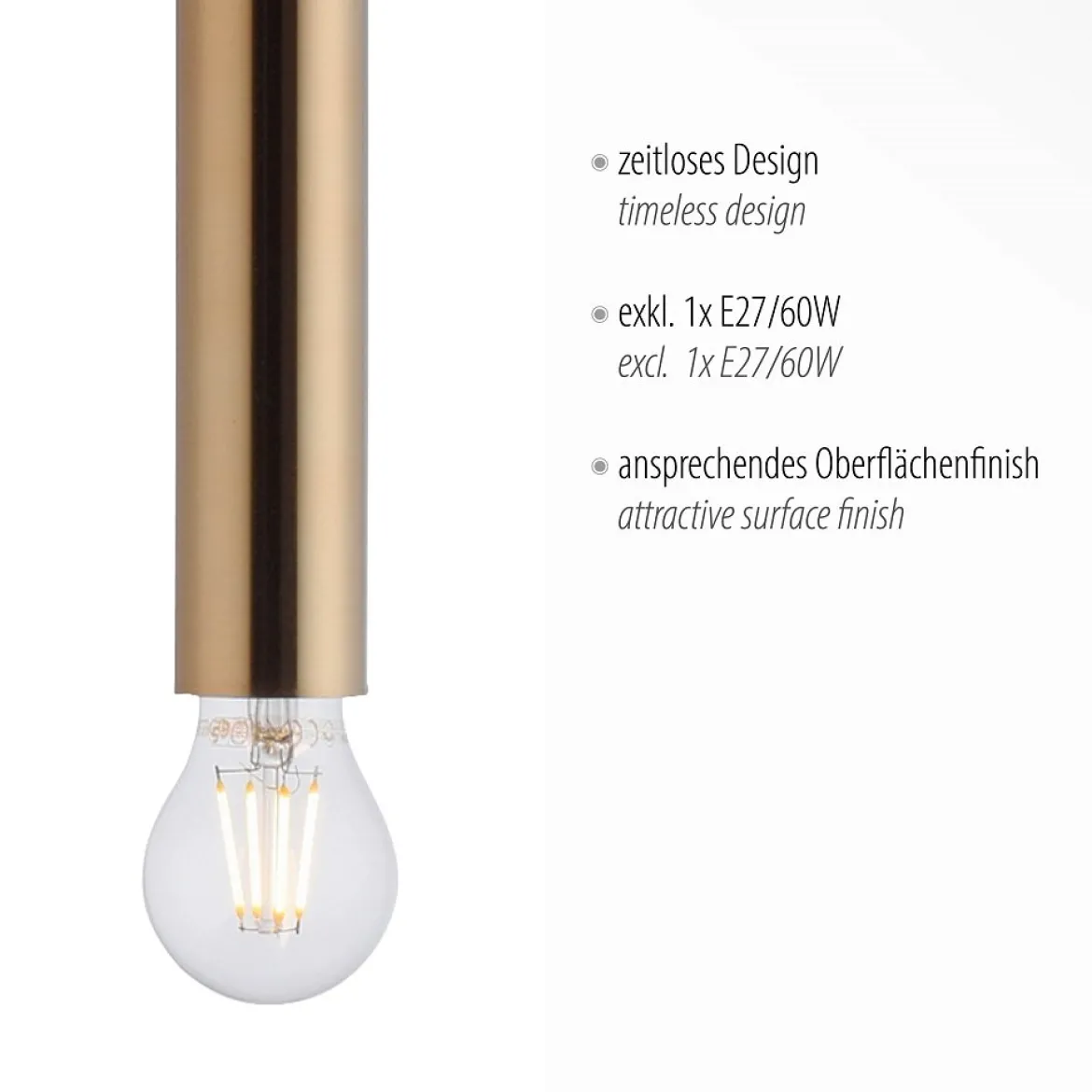 Leuchten Direkt 15617-60 BRUNA Pendelleuchte 1-flammig Messing Matt