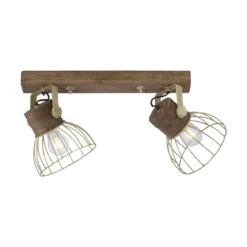 Leuchten Direkt 11487-60 Deckenleuchte Alami 2-flammig messing holz E27