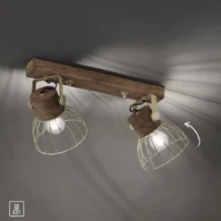 Leuchten Direkt 11487-60 Deckenleuchte Alami 2-flammig messing holz E27