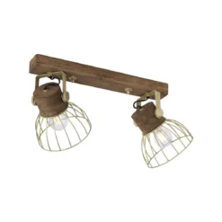Leuchten Direkt 11487-60 Deckenleuchte Alami 2-flammig messing holz E27