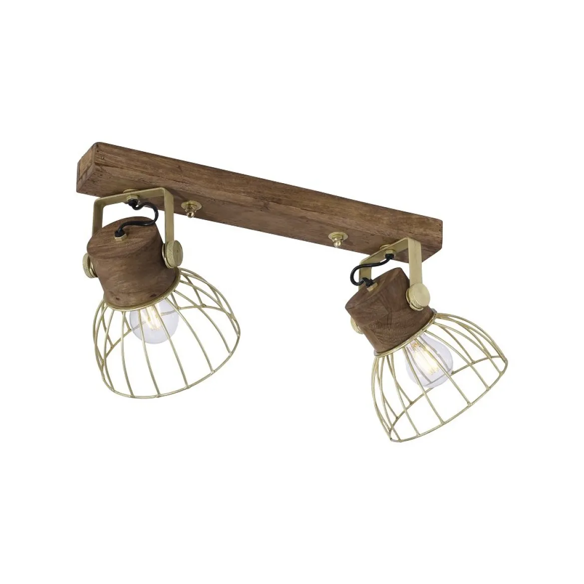 Leuchten Direkt 11487-60 Deckenleuchte Alami 2-flammig messing holz E27