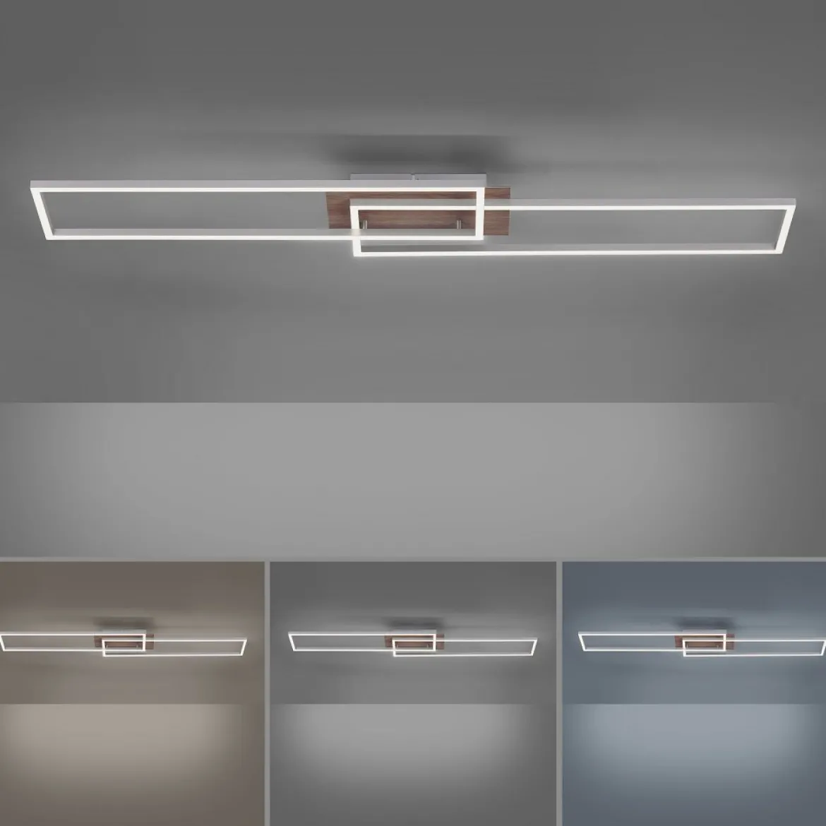 Leuchten Direkt 14019-78 Deckenleuchte Iven 110c 25cm stahl Holzdekor CCT