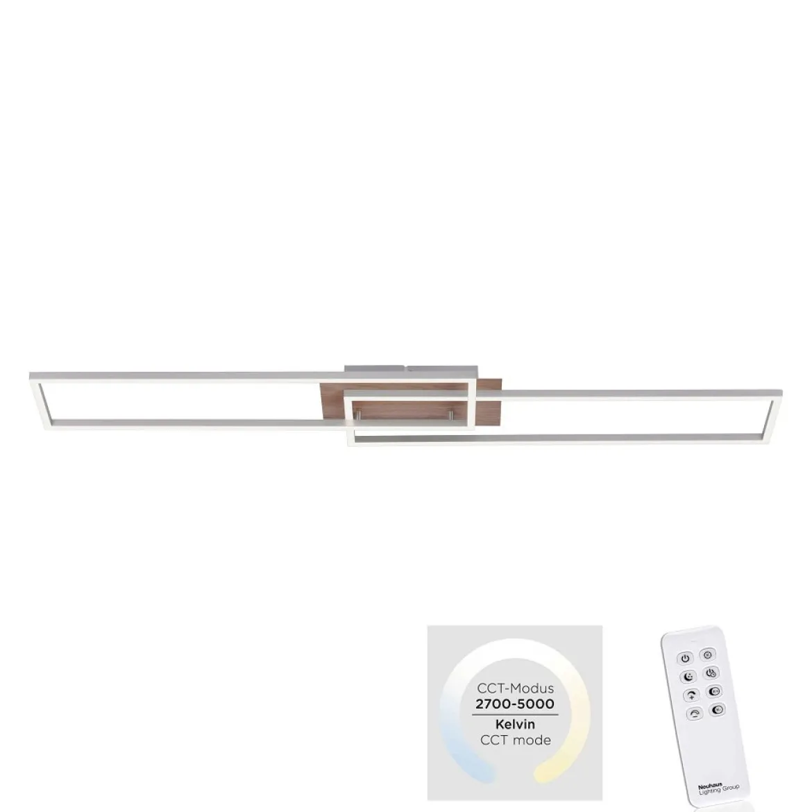 Leuchten Direkt 14019-78 Deckenleuchte Iven 110c 25cm stahl Holzdekor CCT