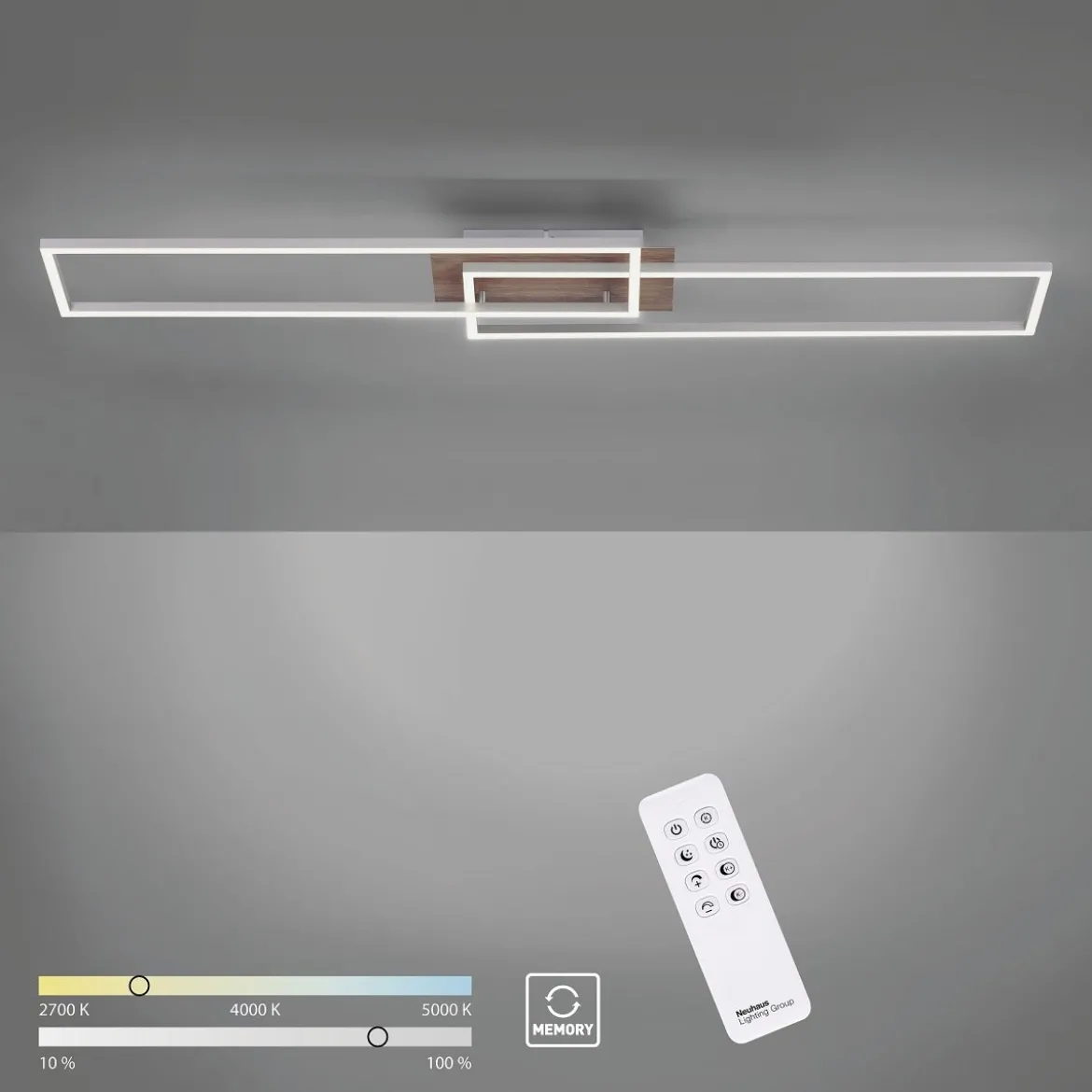 Leuchten Direkt 14019-78 Deckenleuchte Iven 110c 25cm stahl Holzdekor CCT